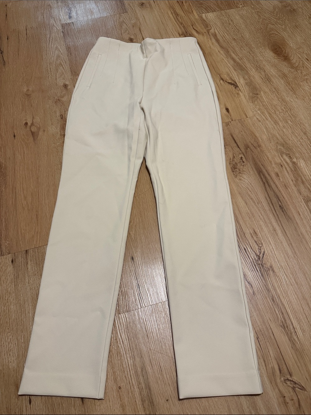 Cream Straight-Leg Dress Pants